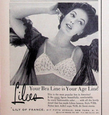 1954 Lilees Nylon Lace Bras Vintage 50s Print Ad Lily of France Fifth Ave. NYC