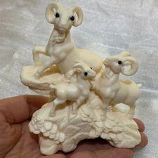 4.4”+Natural Genuine Tagua Nut Three Rams Bring Bliss Hand Carved Decoration 1PC