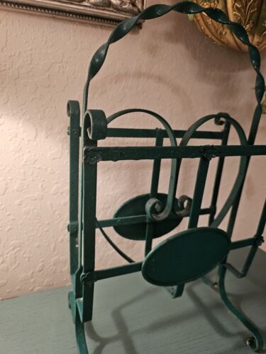 Antique 1930's Wrought Iron Magazine Rack W/Iron Scroll Work-Very Good - Picture 2 of 12