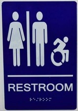 Unisex ACCESSIBLE Restroom With Braille and Raised Letters 6"x9" Sign-REF24-1027