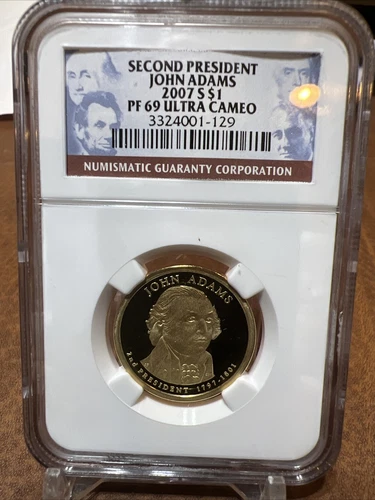 2007 S - John Adams $1 Presidential Proof Coin - PF69 Ultra Cameo  NGC