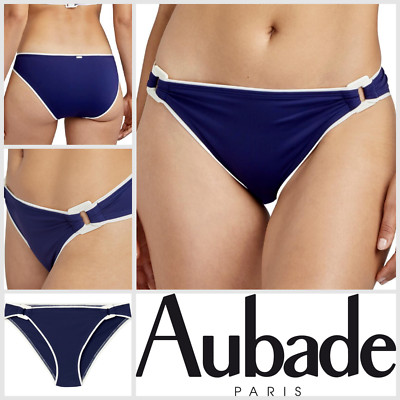 Aubade Bikini Slip Unterteil UK XL Brazilian La Baie Des Vagues TT22 - Encre Blau