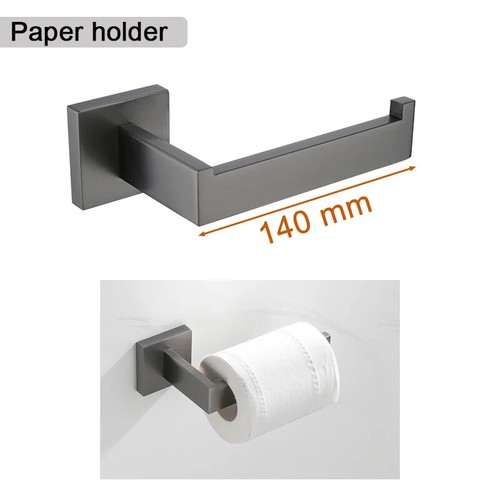 Brushed Grey Bathroom Accessorie Stainless Steel Metal Towel Rack Paper Holder - Picture 25 of 46