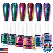 Born Pretty 6Pcs Chameleon Nail Polish Holographic Glitter Quick Dry Nail Pol