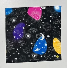 Celestial Glow Approx 22x22in Bandanna Made in USA Glows in the Dark 100 %Cotton