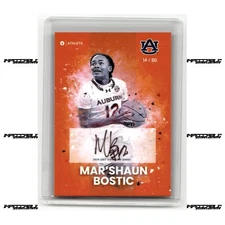 2023-24 ONIT Auburn - Orange #76 Mar'Shaun Bostic Rookie On Card Auto /80