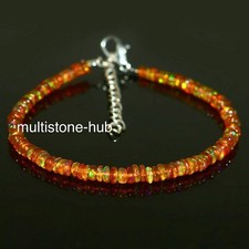 Ethopian Natural Brown Opal Rondelle Beaded Gemstone Bracelet 7 Inches