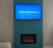 2025 TRUFLAME™   26 INCH WIDE LED FLAMES BLACK GLASS WALL MOUNTED ELECTRIC FIRE