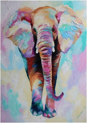Elefant Tier buntes Gemälde große Kunst Wand gerahmt Leinwand Bild 20x30''