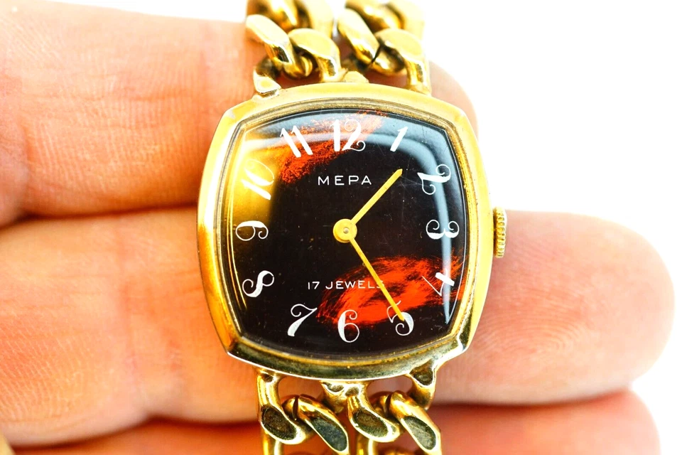 MEPA Reloj Mecánico Suizo Mujer Eslabón Cubano Pulsera 17 Joyas Reloj Pulsera Foto 3 de 4