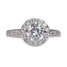 Solid 14KT White Gold D/VVS1 2.30 Carat Round Shape Solitaire With Accents Ring