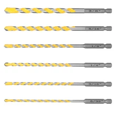 6PCS Professional Masonry Concrete Drill Bit Set 1/4 Inch Hex Shank Carbide Tips