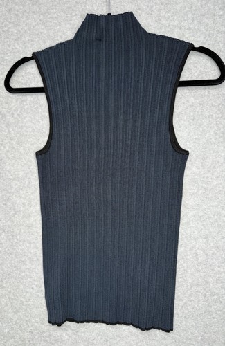 Theory Rib Neck Shell Silk Combo Black Navy Sz Small M076708R Funnel Neck $295 - Picture 12 of 12