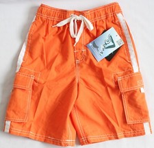 Kanu Surf Big Boys Small 8 Baracuda Swim Trunks Orange Swimsuit Shorts Lined