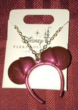 Disney Parks Minnie Mouse Ears Headband Necklace Imagination Pink New HTF