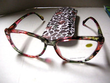 Reading Glasses W/Rose Vinyl Case, Multicolor Frames, Strength 2.50, Brand New