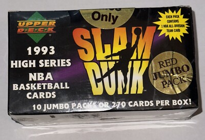 1993 Upper Deck High Series Basketball Slam Dunk Sealed 10 Jumbo Packs 
