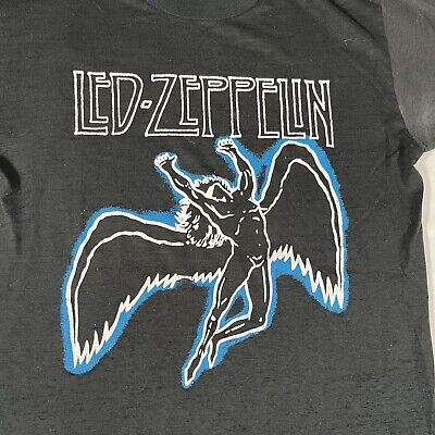 Vintage 80s LED ZEPPELIN Zoso Tee Shirt T-shirt L Single Stitch Band Paper  Thin