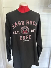 Authentic Hard Rock Cafe Orlando Long Sleeve Black Unisex Size Large Tee Shirt