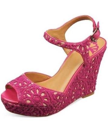 NEW Women's Fergalicious ''Ritzy'' - WAS $65! - size 8.5 pink fabric, 4.5'' wedge