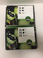 2 HP 74 Black  74 Black  75 Tri-Color Ink Combo Pack Genuine NEW SEALED