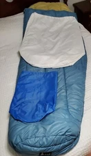 Slumberjack Mummy Sleeping Bag LEFT Hand Zip Aqua/Green MADE IN USA Storage Bag