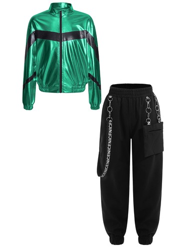 Kids Girls Dancewear Skateboarding Activewear Training Jacket With Pants 2pcs - Picture 26 of 58