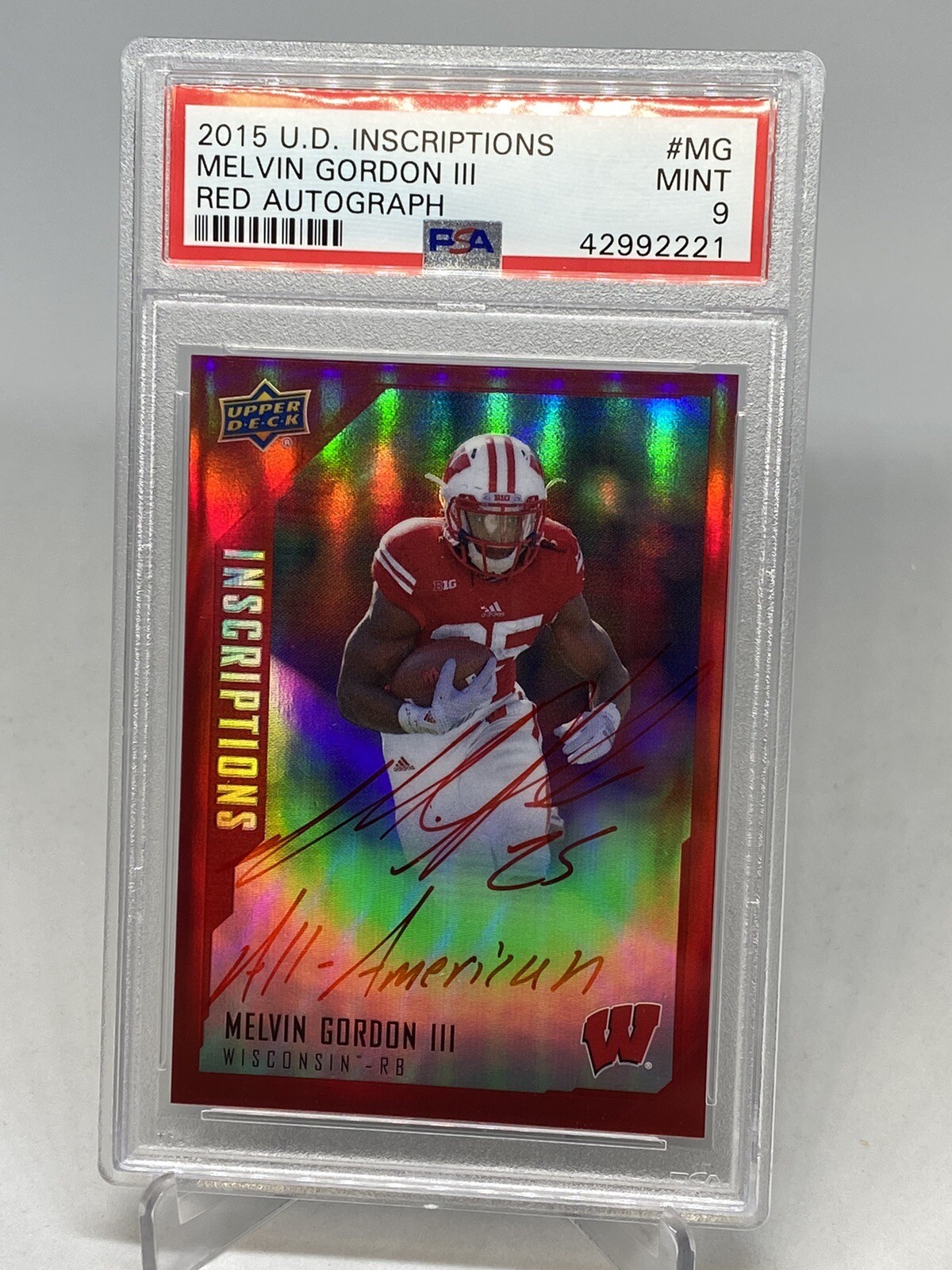 Melvin Gordon Upper Deck Inscriptions #MG Red Autograph