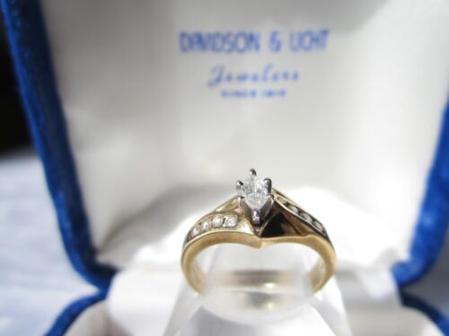 VINTAGE 14K GOLD ECHT NATUR MARQUISE DIAMANT VERLOBUNGSRING & HOCHZEITSRING SET - Bild 2 von 20