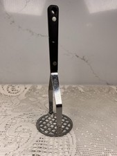 VTG EKCO Flint Stainless Vanadium Potato Vegetable Masher Black Handle