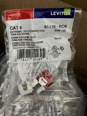 Leviton 61110-RC6 Cat 6 Keystone jack Gigabit RJ45 Red（Lot of 10）Free shipping