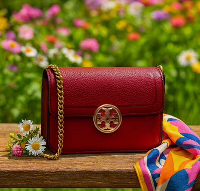 NEW Tory Burch Olivia Red Stone Leather Mini Crossbody/Shoulder