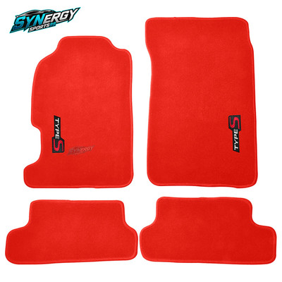Floor Mats Fit 97-01 Honda Prelude 2DR Coupe Red Nylon Carpet Non Slip W/ Emblem