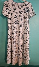 Abito Lularoe Carly blu navy e bianco floreale manica corta alto-basso XS (2-4) FUNZIONA GRANDE