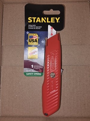 Stanley Utility Knife 10-189 Spring Loaded Return Orange Metal Heavy Duty VTG