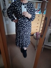 Black & White Prairie Style Dress Midi  Size 16