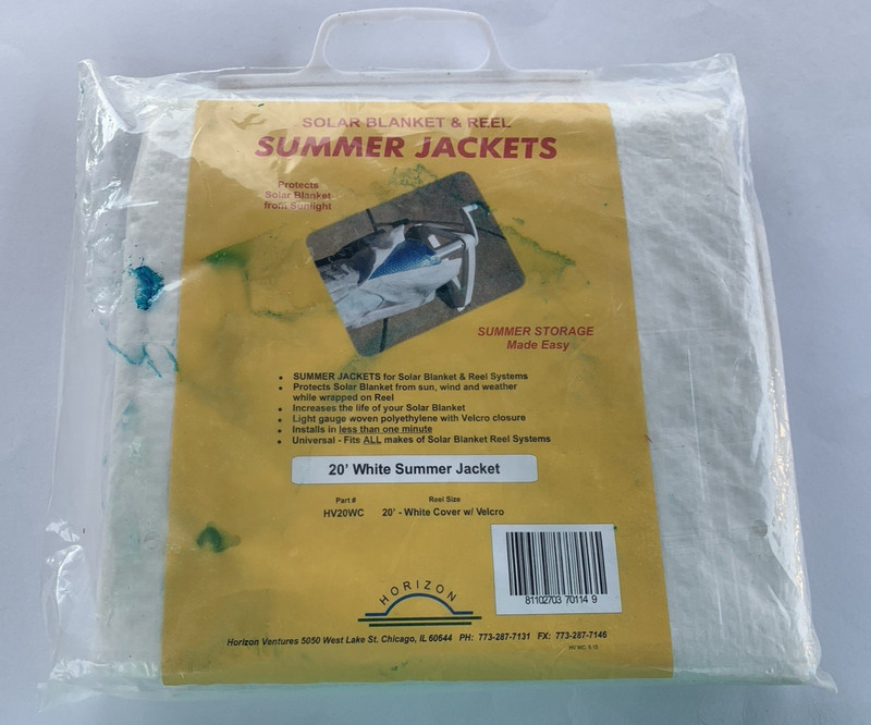 Pool Solar Blanket Reel Cover 20 FT HV20WC White Summer Jacket