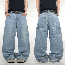 Vintage y2k embroidered carpenter distressed baggy wide leg rare jeans