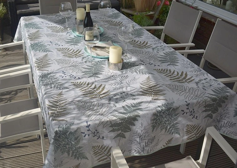 Tischdecke Provence 150x240 cm mint grau weiß Farnmotive Frankreich pflegeleicht - Bild 3 von 4