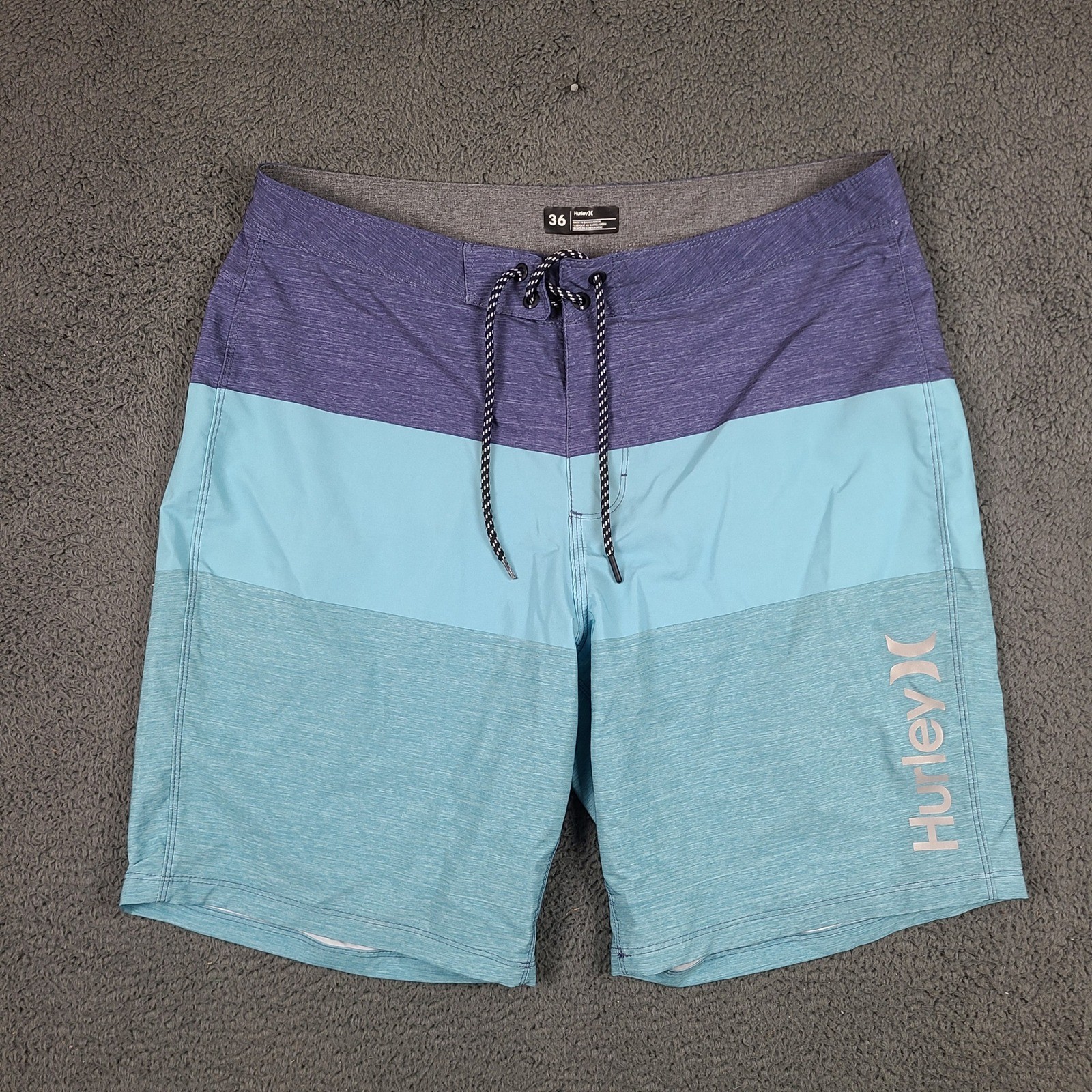 Hurley Mens Blue Colorblock Board Shorts Swim Trunks Size 36