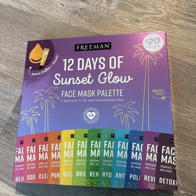 Freeman 12 Days Of Sunset Glow Face Treatment Palette W/ Buffer & Brush MSRP $25