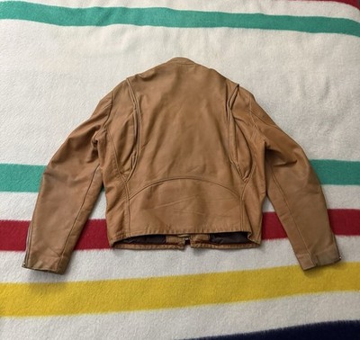 Vintage 50s 60s Lesco Leathers? Tan Beige Cafe Racer Jacket 42