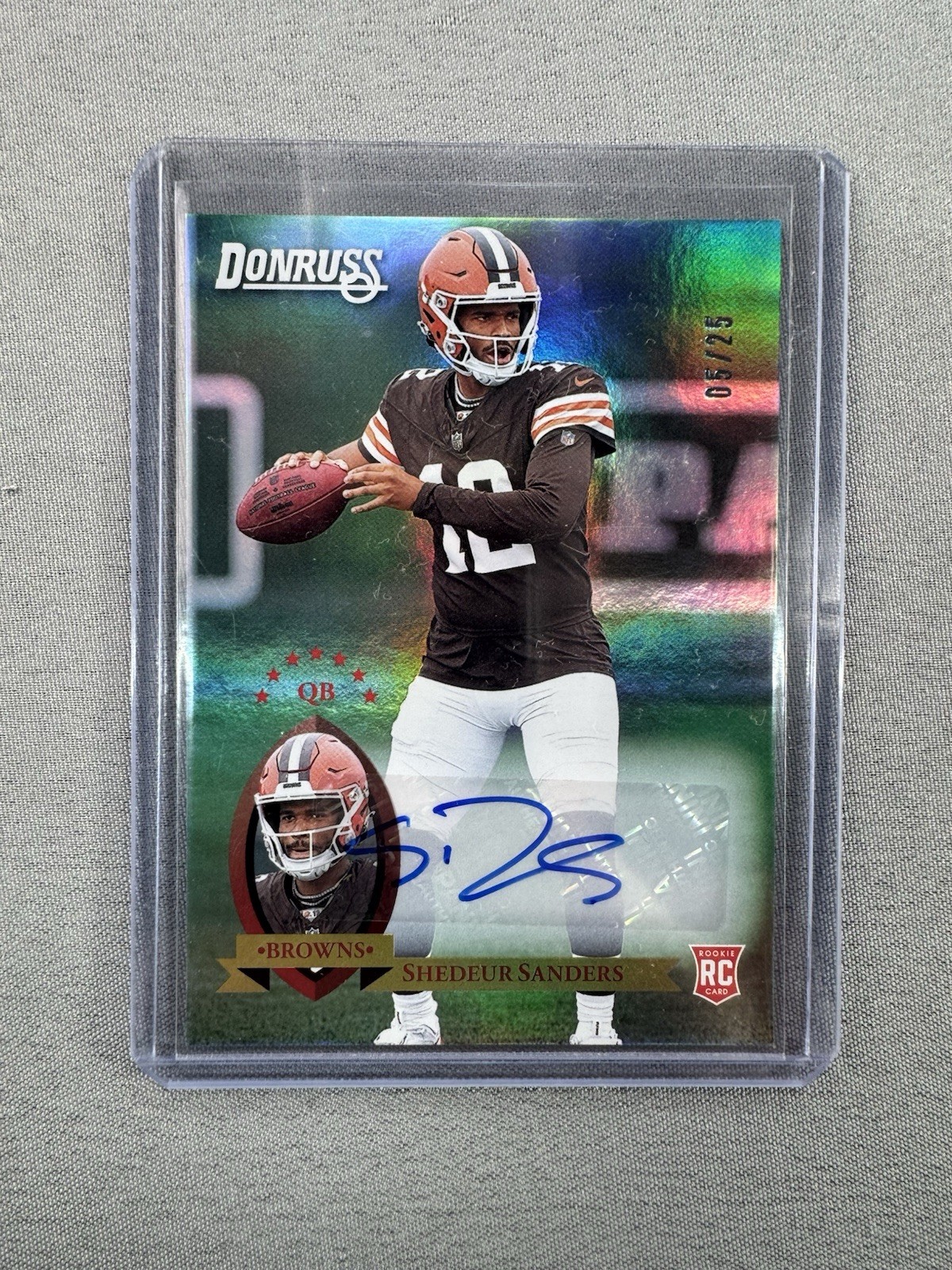 2025 Panini Donruss Shedeur Sanders Retro 1995 Variation Auto /25 Holo RC Browns