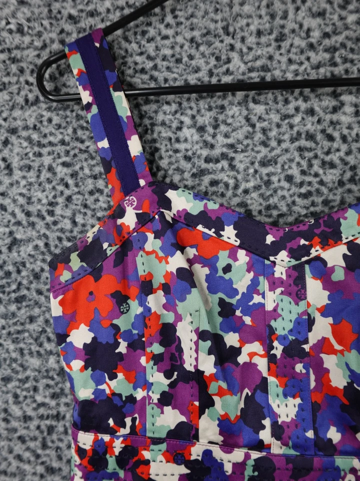 Vestido berdina para mujer Tory Burch azul multi floral sin mangas hasta la rodilla talla 4 Foto 2 de 4