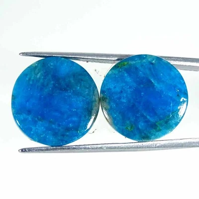 21.20Cts Natürlich Apatit Rund Paar Cabochon Lose Edelstein - Bild 1 von 4