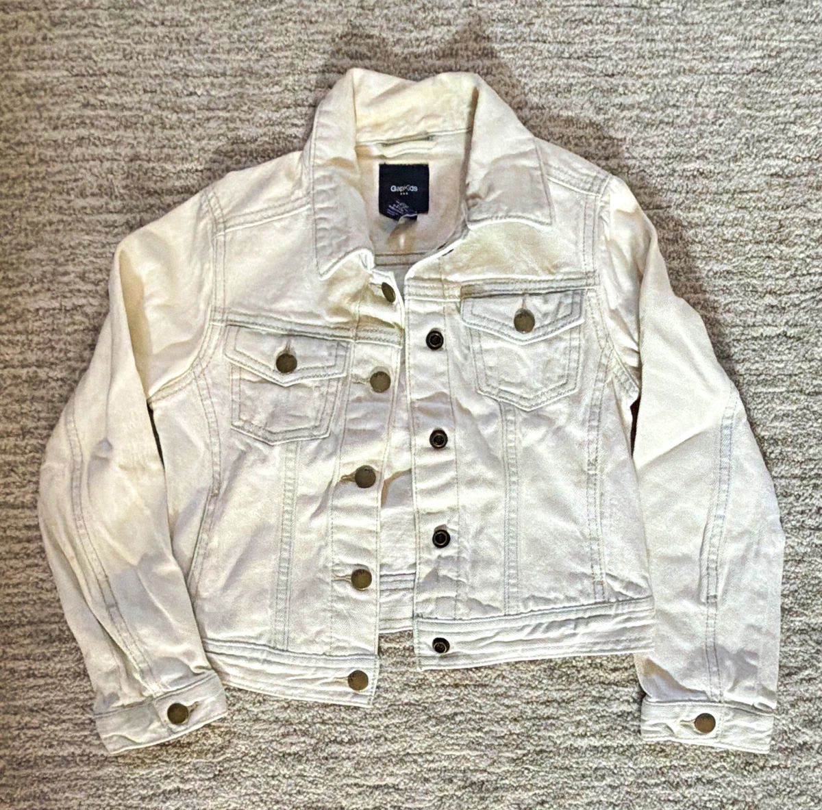 Cotton Denim Baby Girl White Denim Jacket Personalized Kids Denim Jacket: Embroidered Name Pearl Shacket