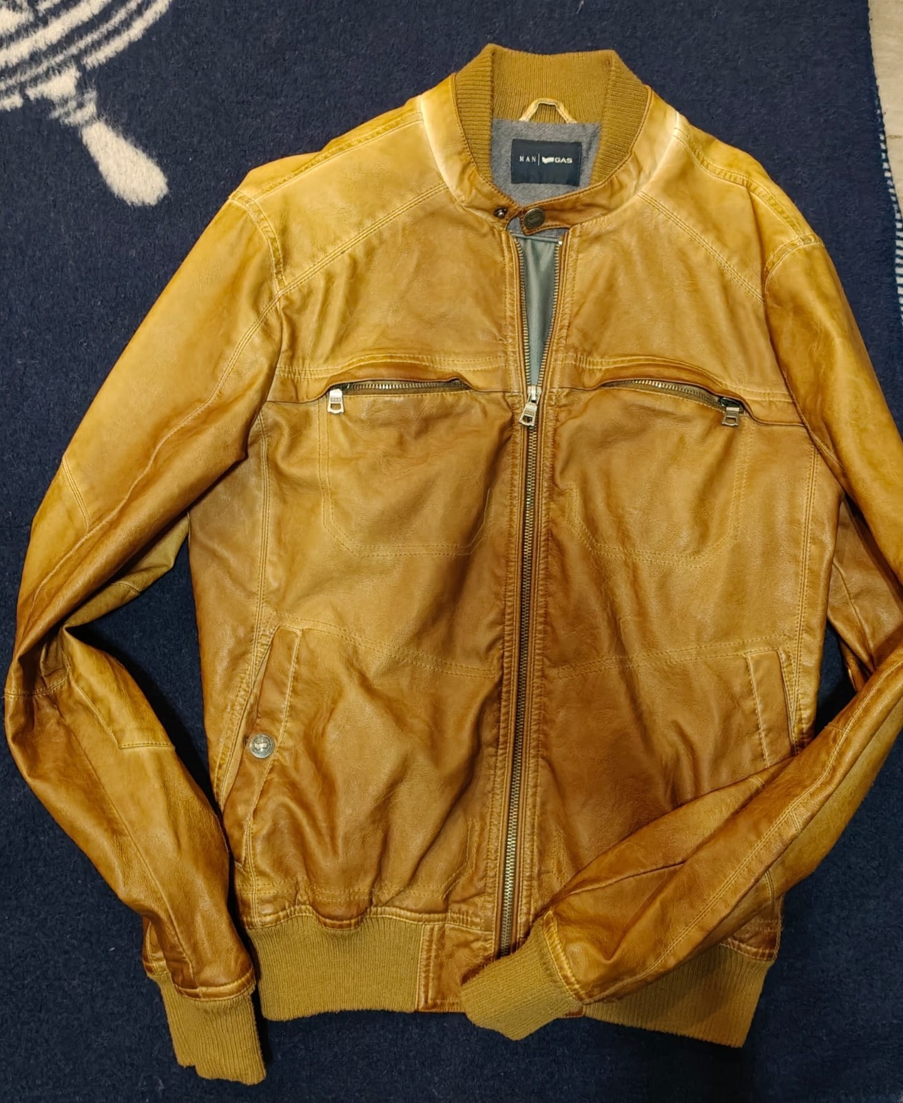 giubbotto pelle uomo gas color oro taglia 46 usato ottime condizioni