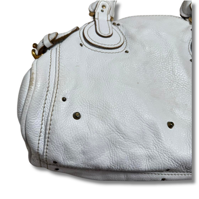 CHLOE Shoulder Bag Paddington Padlock White color size 23cm×35cm