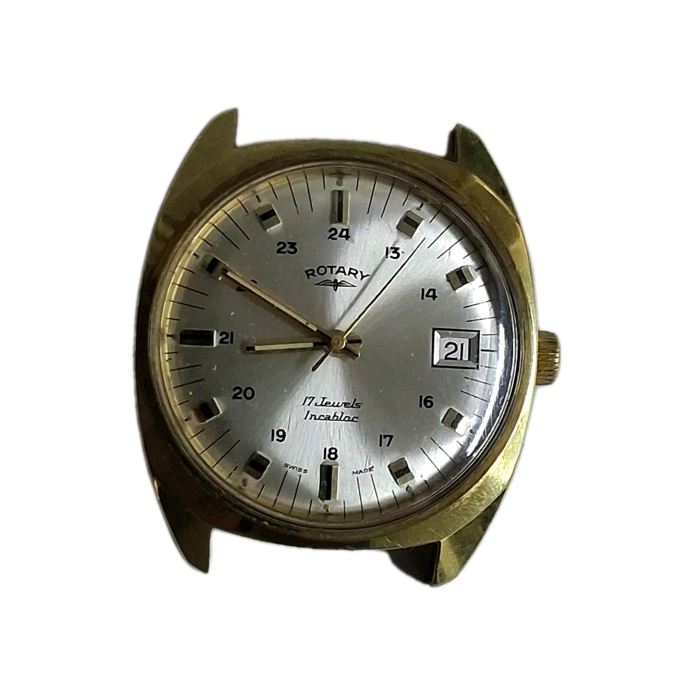 Vintage Rotary 17 Jewels Date Window SWISS MADE MENS WATCH FOR REPAIR OR SPAIR