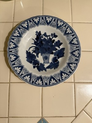 Vintage Delftware Deep Cobalt Blue and White Set of 2 Plates Holland